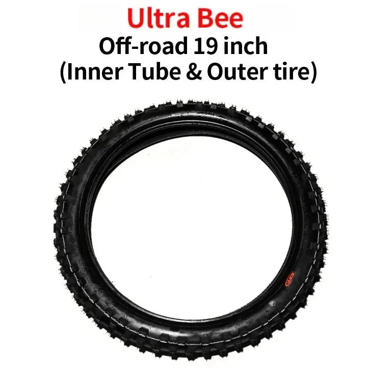 A black off-road bicycle tire shown against a white background with text reading 'Ultra Bee Off-road 19 inch (Inner Tube & Outer tire)'.