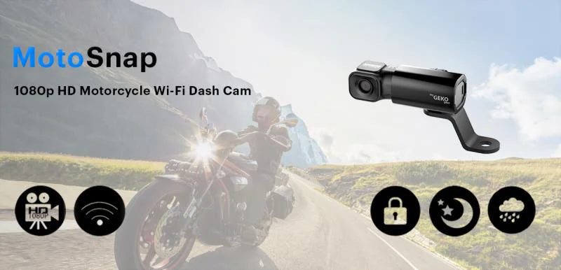 1080P HD Motorcycle Dash Cam 3200mAh 7.5H Battery IP66 Waterproof WiFi 129° Wide-Angle Night Vision Tilt Emergency Lock 32GB Included Helmet Handlebar Motorcycle Camera Video Recorder