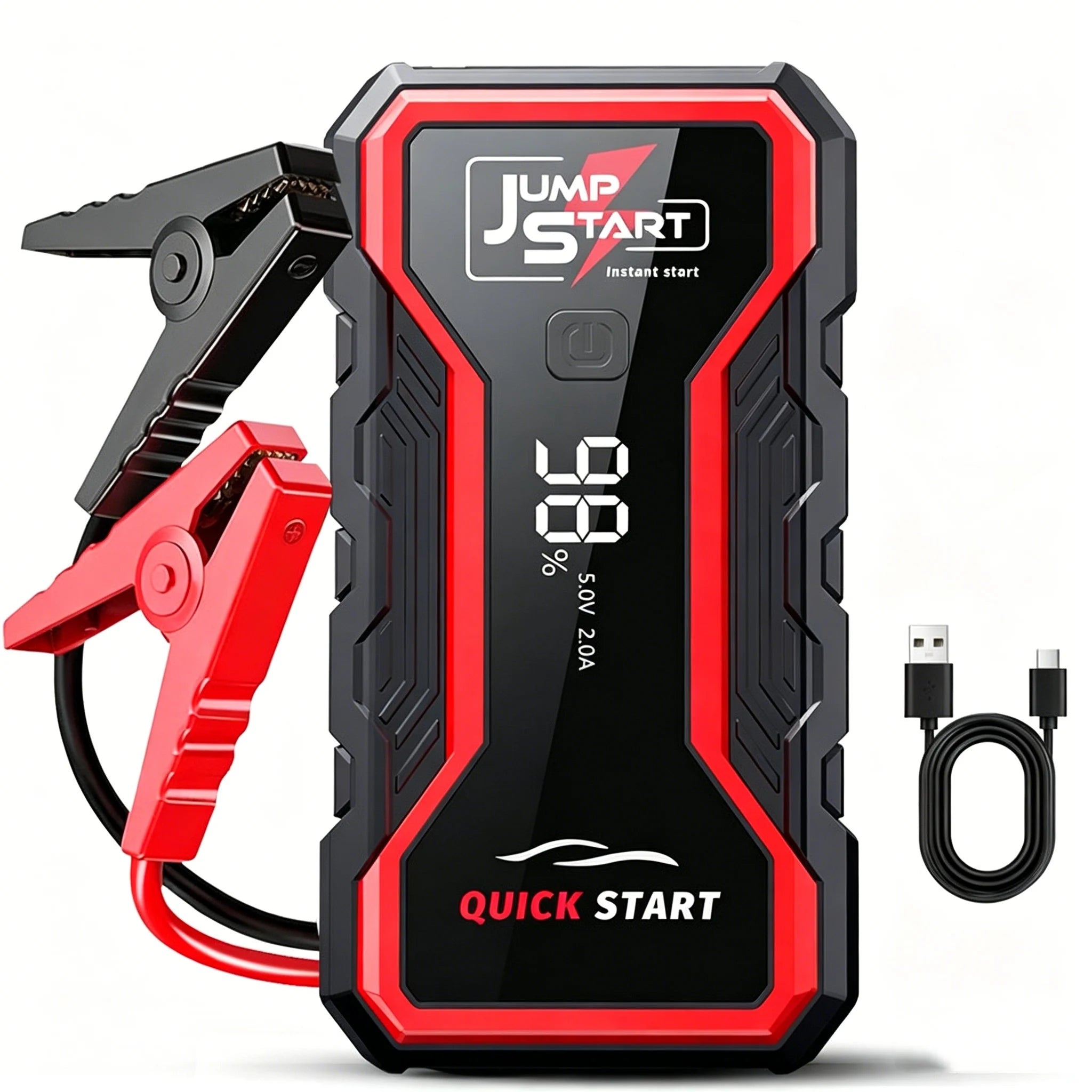 12V Jump Starter & Air Pump – 1800A Multi-Function Tire Inflator, LED SOS Light & Power Bank for Car, Motorcycle & Bicycle