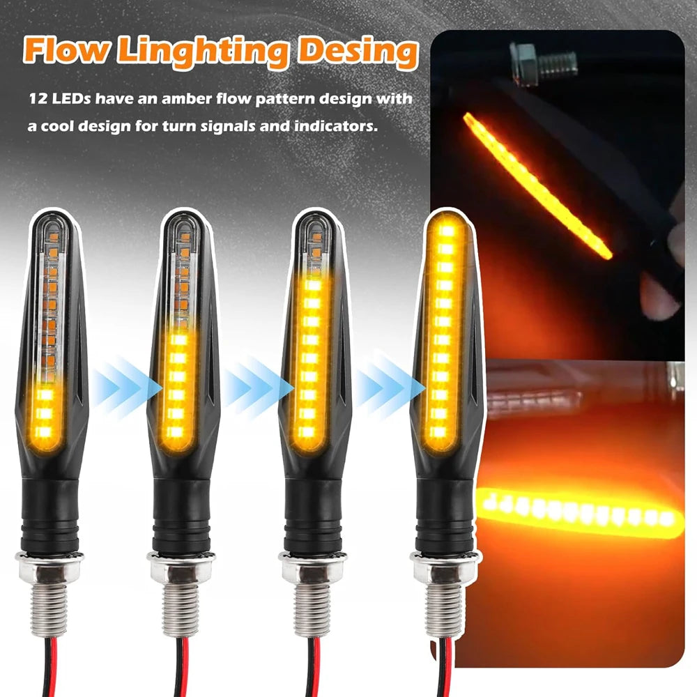 LED Turn Signal Bulbs – 4PCS Universal Sequential Flowing Amber 12V