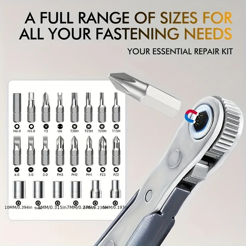 Professional Right-Angle Ratchet Screwdriver Tool Kit – 90° Design – Ergonomic Non-Slip Handle – Car & Motorcycle Repair – US Stock – $16