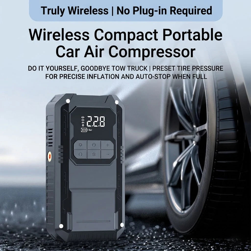 Motorcycle Jump Starter 4-in-1 with 150PSI Cordless Air Pump 12V Battery Booster Digital Tyre Inflator with LED Light