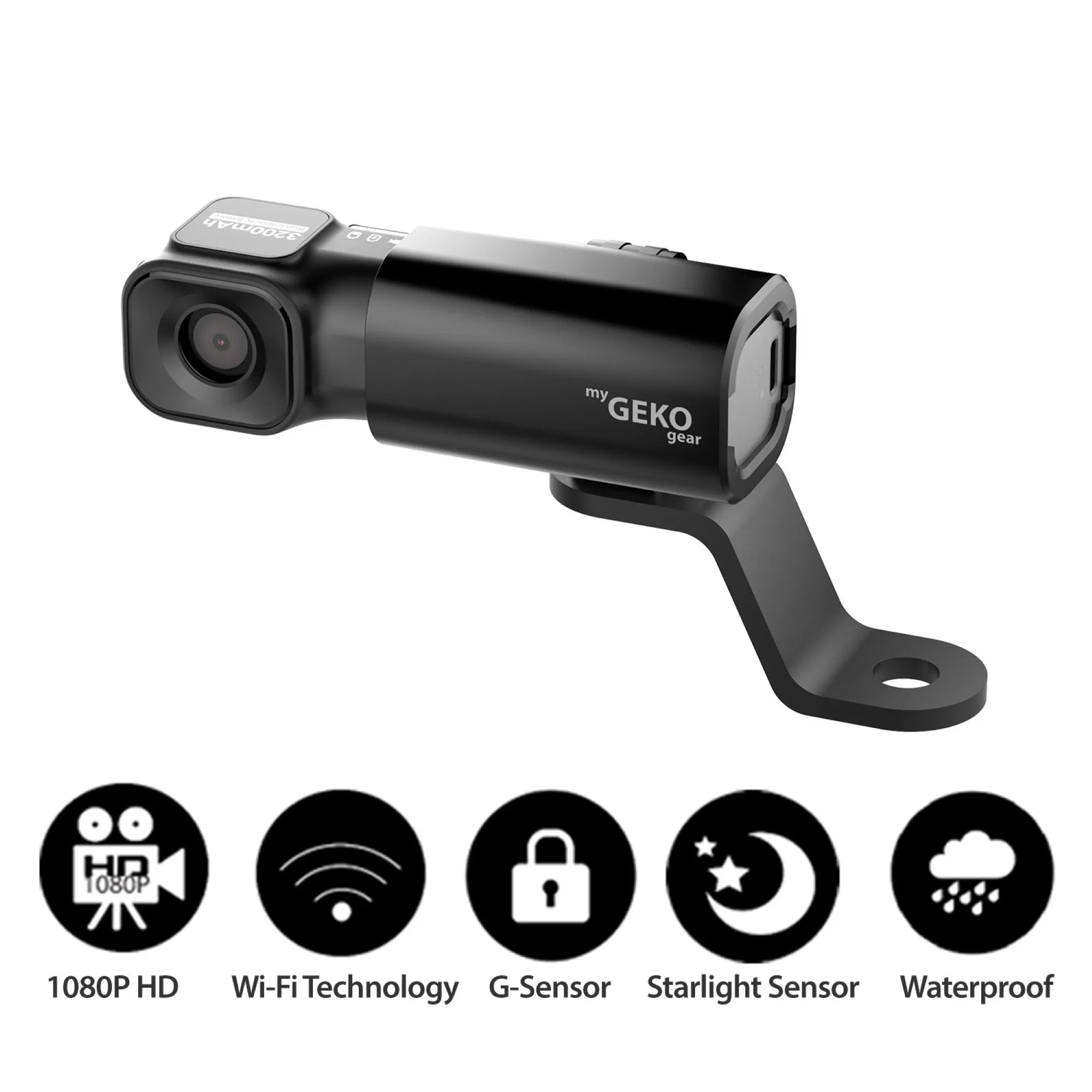 1080P HD Motorcycle Dash Cam 3200mAh 7.5H Battery IP66 Waterproof WiFi 129° Wide-Angle Night Vision Tilt Emergency Lock 32GB Included Helmet Handlebar Motorcycle Camera Video Recorder