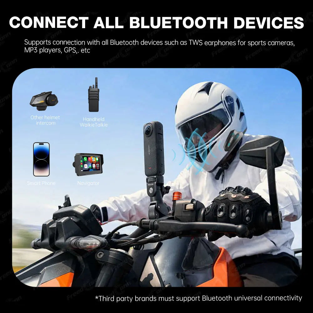 FREEDCONN HERO Motorcycle Bluetooth Intercom – 6-Rider 1500m
