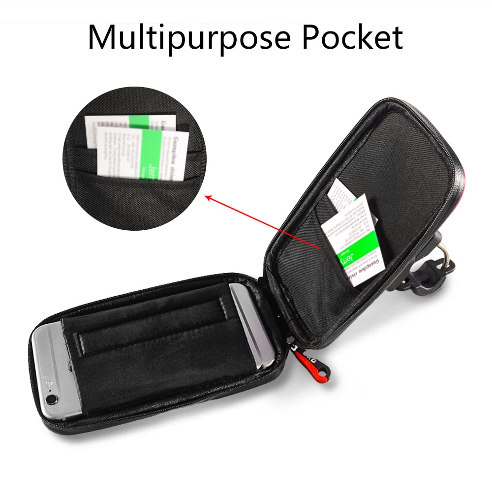 Waterproof Motorcycle GPS Phone Pouch – Adjustable Handlebar Mount Bag with Card Slots