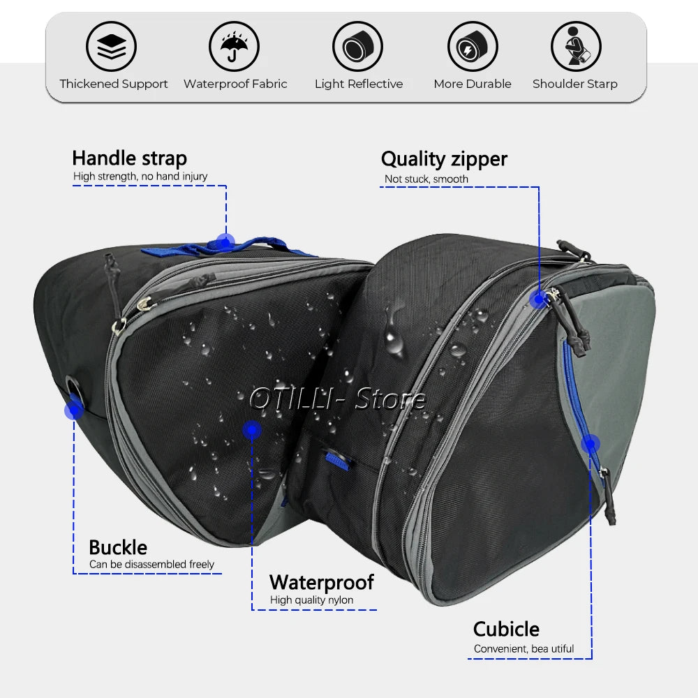 Otilli Yamaha Tracer 9 900 GT Motorcycle Luggage Bags Expandable Inner Bags Pannier Liner Tool Box Saddle Bag Suitcases Nylon – Blue / Red (1 Pair)