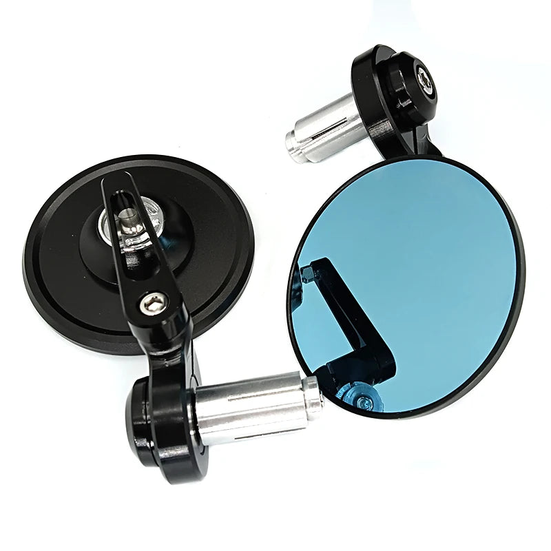 JPMotor Accessories Motorcycle Mirror Aluminium Bar-End 7/8" 22mm Adjustable Rearview Motorcycle Mirror Blue Glass for Street Bike Scooter E-Bike