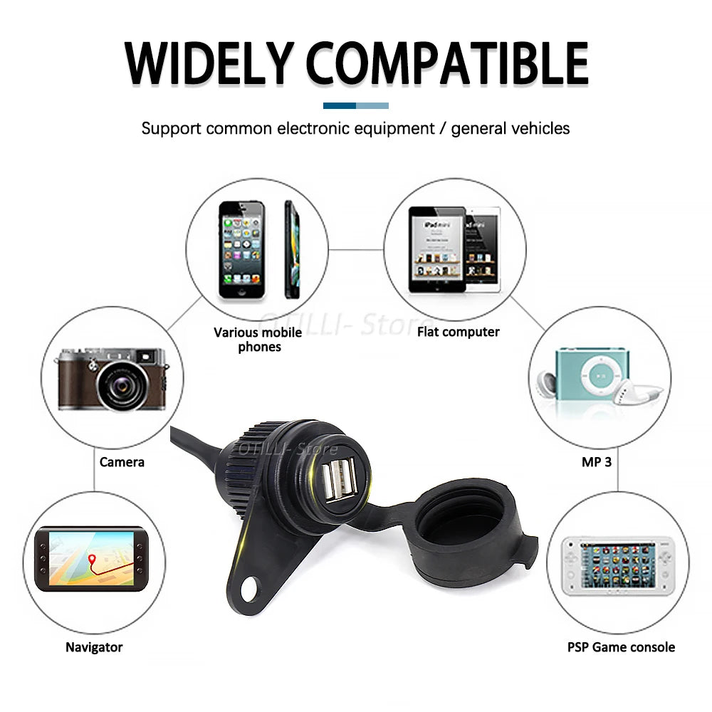 Waterproof Motorcycle USB Charger Socket – Phone Charging Port for Yamaha MT-09, MT-07, XSR700, Tracer 700 & Tenere 700