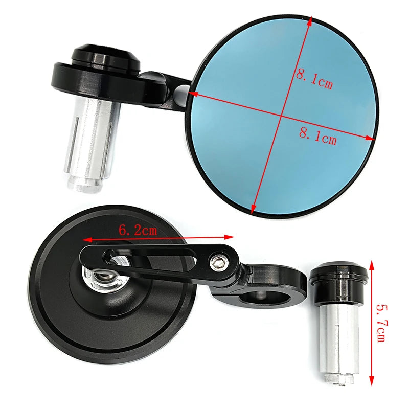 JPMotor Accessories Motorcycle Mirror Aluminium Bar-End 7/8" 22mm Adjustable Rearview Motorcycle Mirror Blue Glass for Street Bike Scooter E-Bike