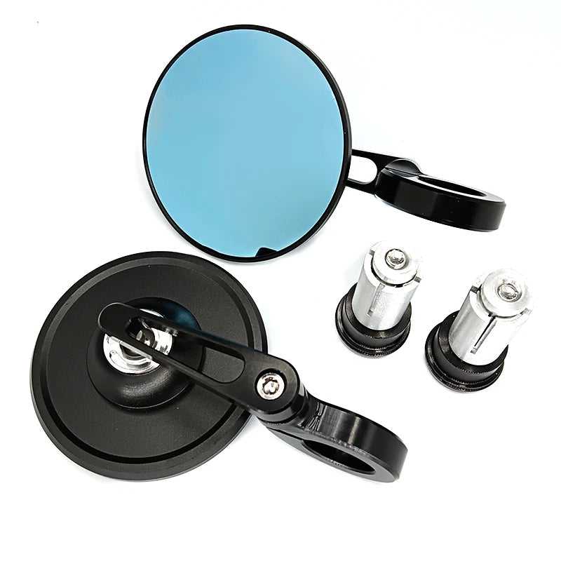 JPMotor Accessories Motorcycle Mirror Aluminium Bar-End 7/8" 22mm Adjustable Rearview Motorcycle Mirror Blue Glass for Street Bike Scooter E-Bike