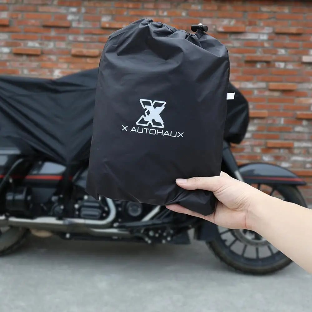 X Autohaux 210T Half Motorcycle Cover Travel Waterproof Outdoor Dustproof Rain Dust Anti UV Motor Scooter Protector Cover M L XL – 210T Polyester PU Silver Adjustable Elastic Band with Carry Bag