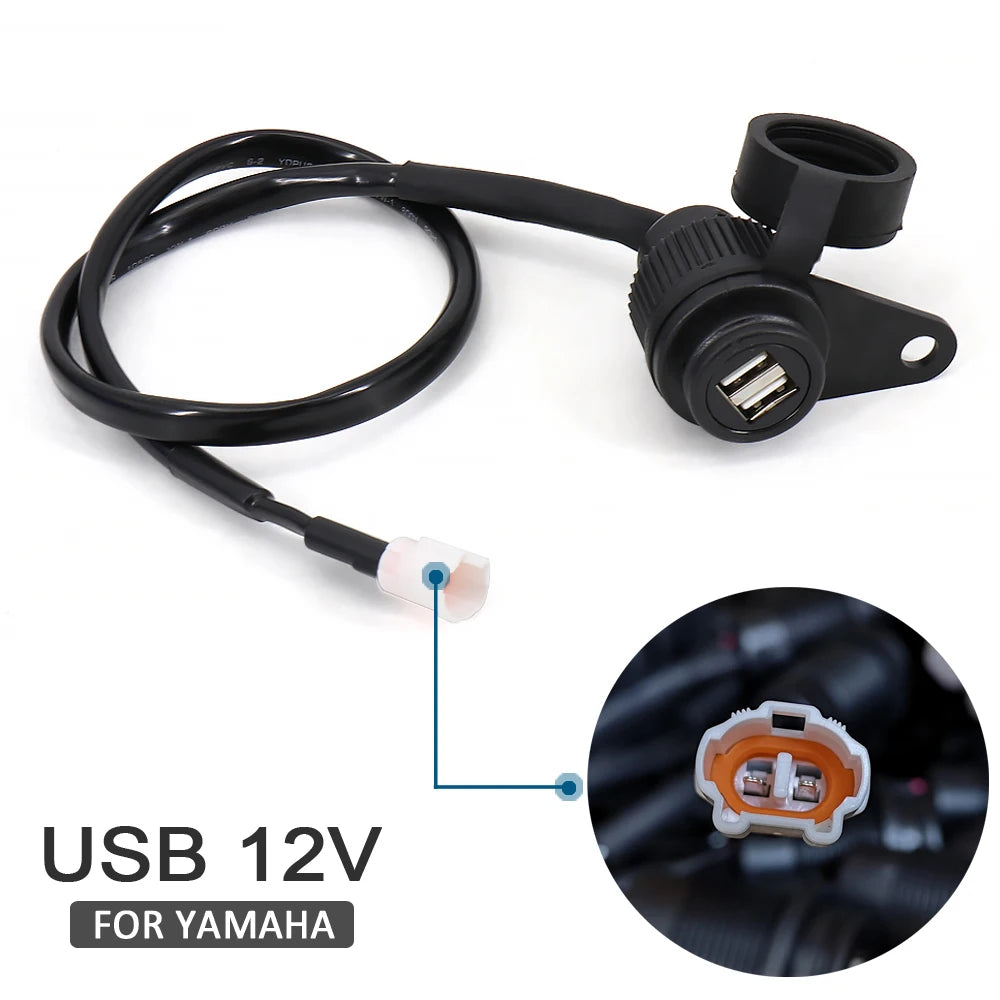12V Dual USB Motorcycle Charger Socket Adapter for Yamaha MT-07, MT-09, FZ-07, FZ-09, Tracer & XSR 700/900