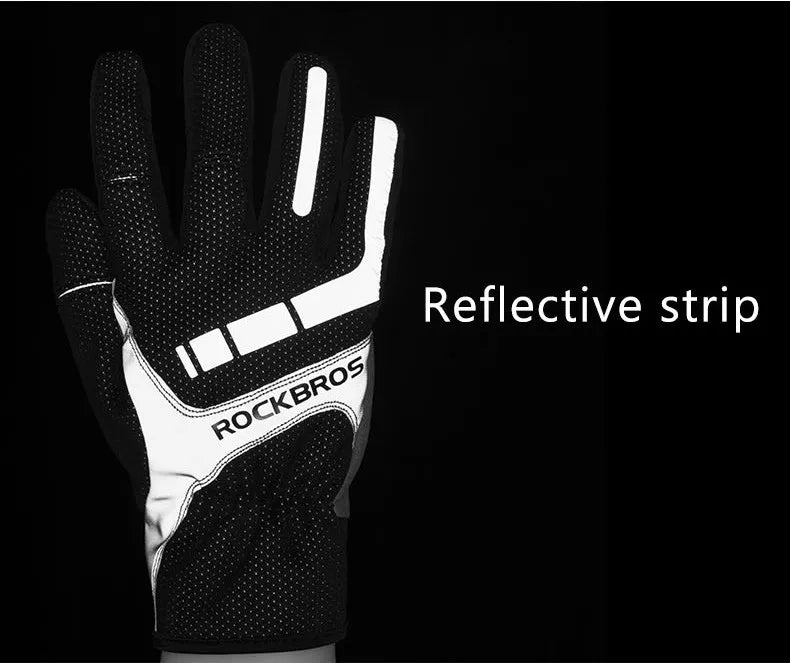 ROCKBROS Cycling Gloves Thermal Autumn Winter Gloves Windproof SBR Touch Screen Bike Gloves Full Finger Shockproof Sport Gloves