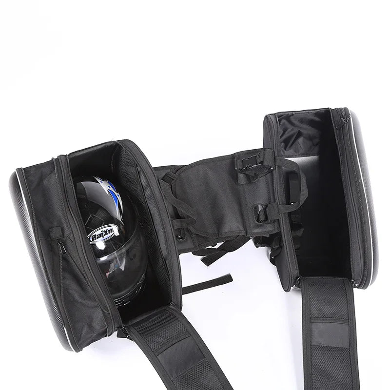 oezrefit 2PCS Universal Fit Motorcycle Pannier Bags Luggage Saddle Bags Side Storage Fork Travel Pouch Box Motorcycle Side Helmet Riding Waterproof 36L-58L with Rain Cover – Black
