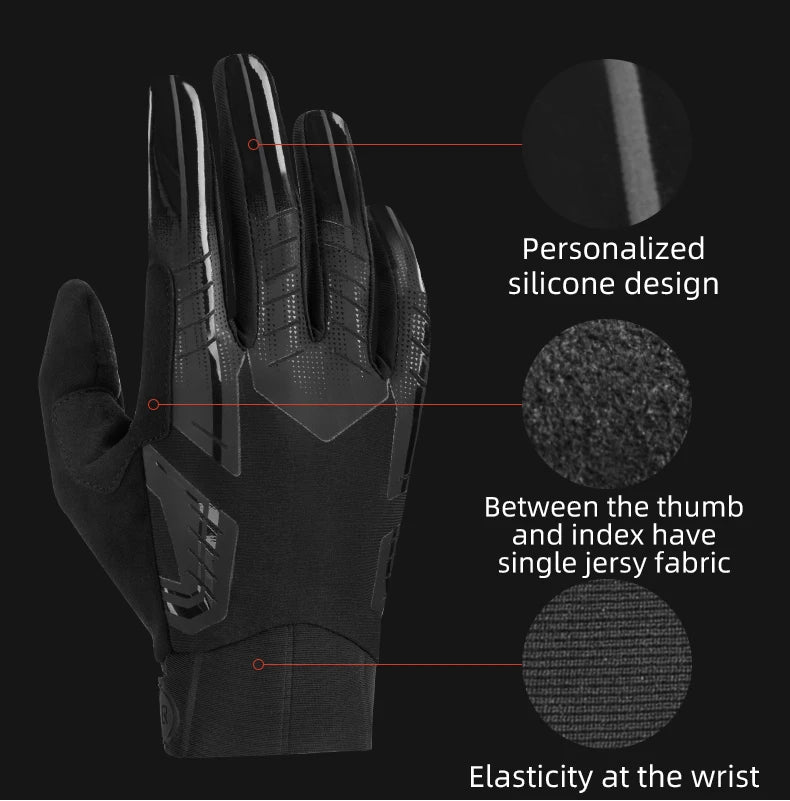 ROCKBROS Cycling Gloves Thermal Autumn Winter Gloves Windproof SBR Touch Screen Bike Gloves Full Finger Shockproof Sport Gloves