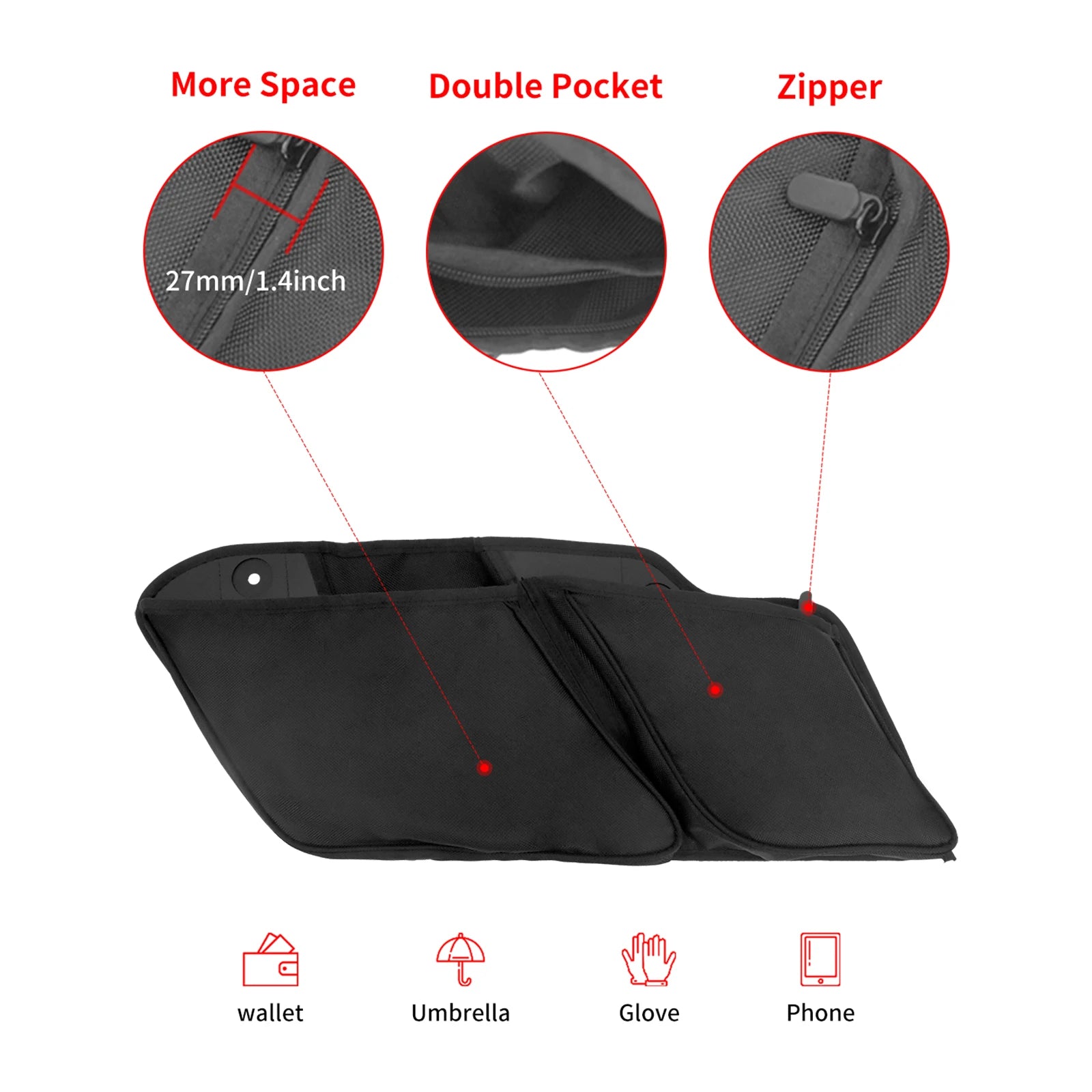REWMTER Motorcycle Saddlebag Liners Wall Organizer Storage Zipper Tool Bag for Harley Touring Road Glide Street Glide Electra Glide Tri Glide FLHX 2014-2021 – Nylon Waterproof (1 Pair)