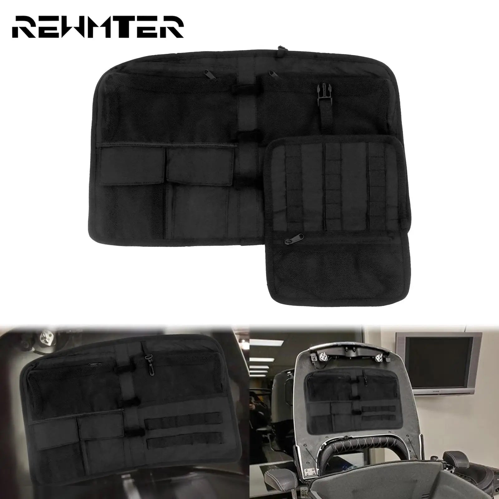 REWMTER Motorcycle Tour Luggage Trunk Lid Organizer Hard Storage Bags Case Saddlebag for Indian Roadmaster 2015-2021 Chieftain 2014-2021 – Nylon Waterproof Quick-Disconnect