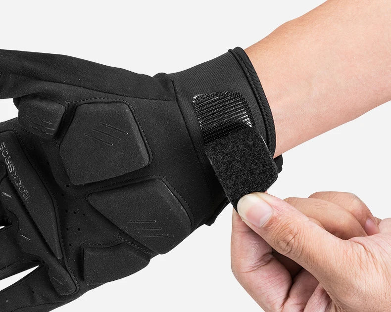ROCKBROS Cycling Gloves Thermal Autumn Winter Gloves Windproof SBR Touch Screen Bike Gloves Full Finger Shockproof Sport Gloves