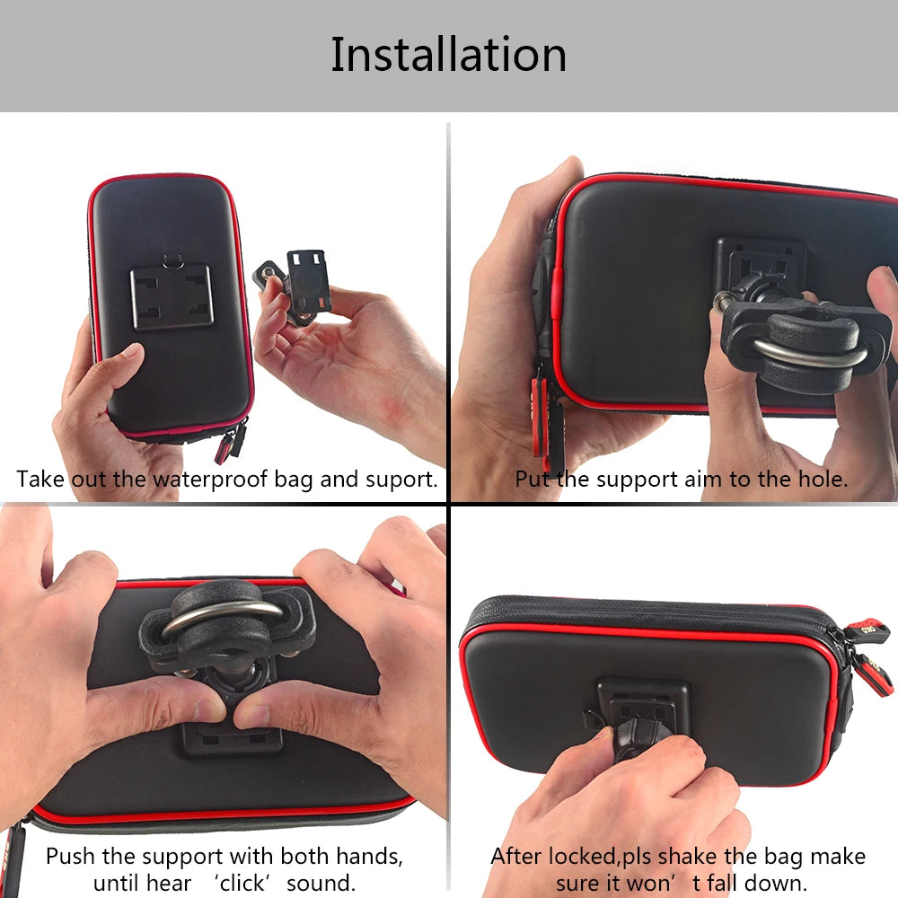 Waterproof Motorcycle GPS Phone Pouch – Adjustable Handlebar Mount Bag with Card Slots