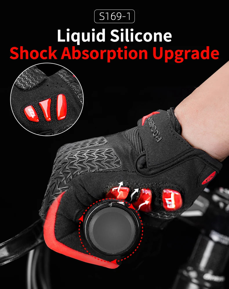 ROCKBROS Cycling Gloves Thermal Autumn Winter Gloves Windproof SBR Touch Screen Bike Gloves Full Finger Shockproof Sport Gloves