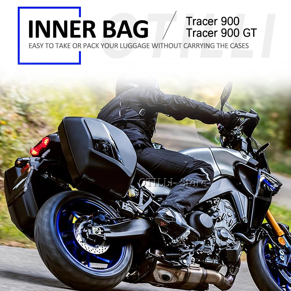 Otilli Yamaha Tracer 9 900 GT Motorcycle Luggage Bags Expandable Inner Bags Pannier Liner Tool Box Saddle Bag Suitcases Nylon – Blue / Red (1 Pair)
