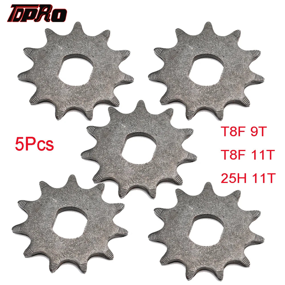 TDPRO 5pcs 25H T8F Chain 9T 11T Front Sprocket Gear Part 2 Stroke Engine Fits 43cc 47cc 49cc Mini Pocket Pit Bike Scooter ATV