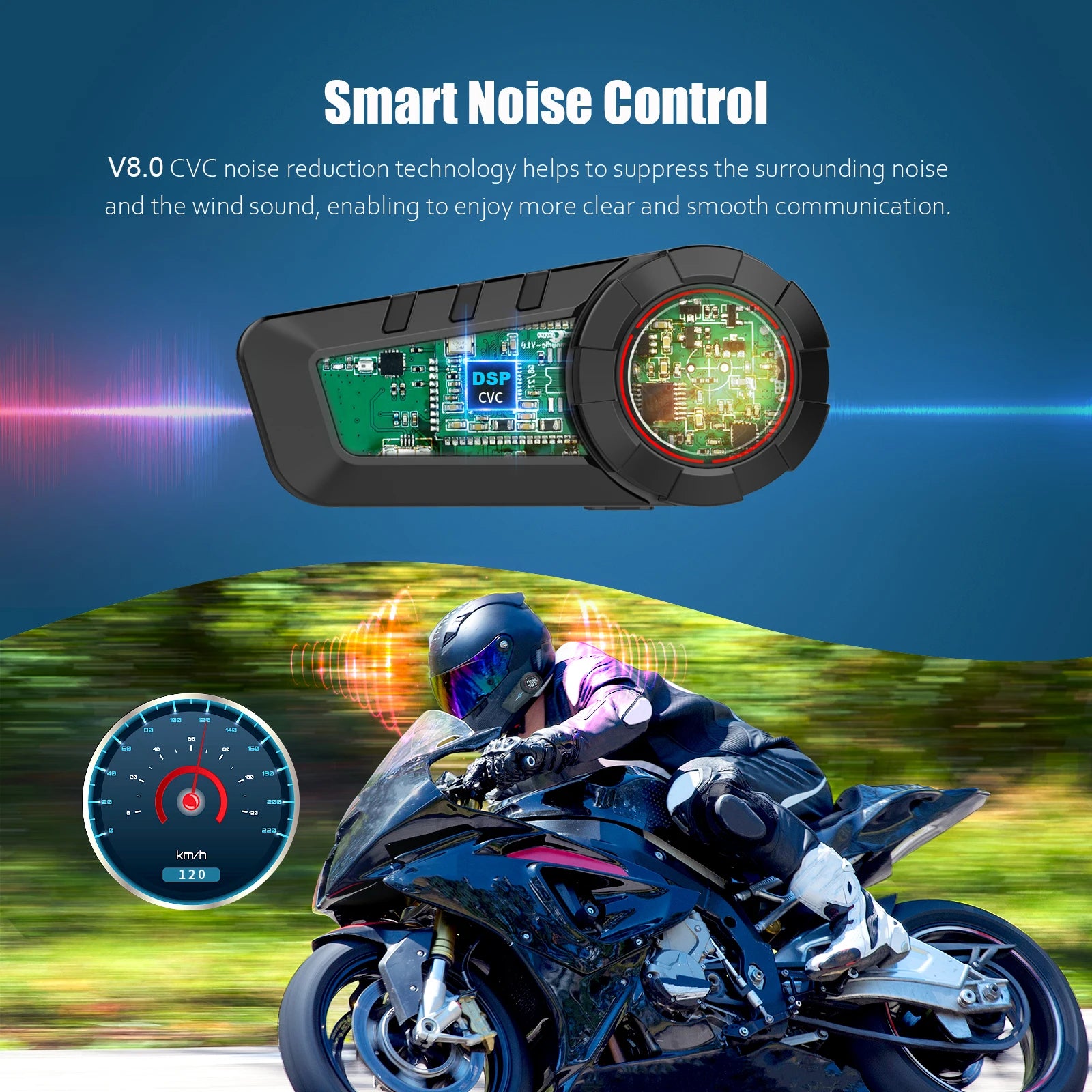 FREEDCONN KY Pro Motorcycle Bluetooth Intercom – 6-Rider 1000m