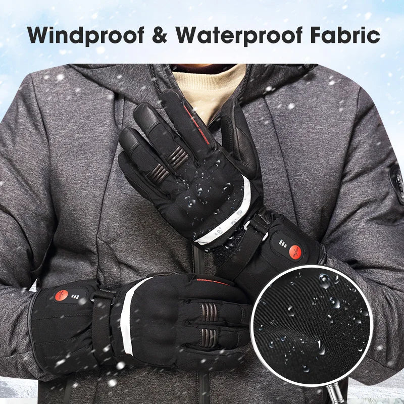 Savior Heat Winter Motorcycle Heated Gloves 7.4V Safe Outdoors Sports Electric Heating Waterproof Windproof KNUCKLE EN13594