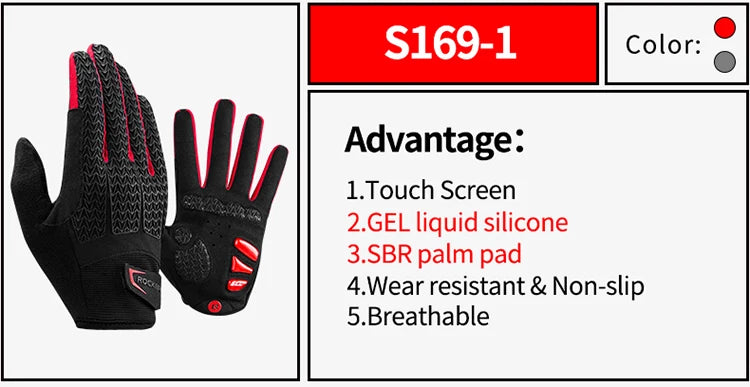 ROCKBROS Cycling Gloves Thermal Autumn Winter Gloves Windproof SBR Touch Screen Bike Gloves Full Finger Shockproof Sport Gloves
