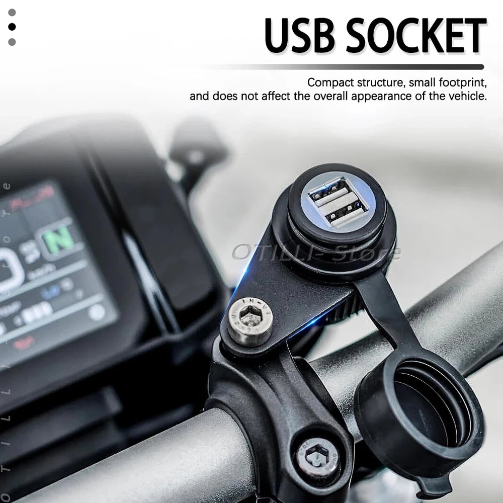 12V Dual USB Motorcycle Charger Socket Adapter for Yamaha MT-07, MT-09, FZ-07, FZ-09, Tracer & XSR 700/900