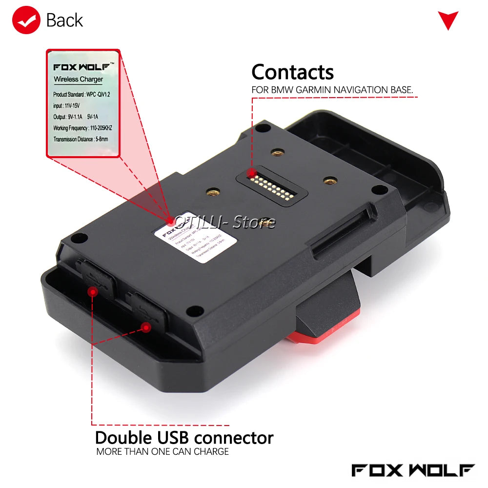 Motorcycle USB Wireless Charging Mobile Phone Navigation Bracket Red White Logo For BMW R 1300 GS r 1300 gs R1300GS r1300gs