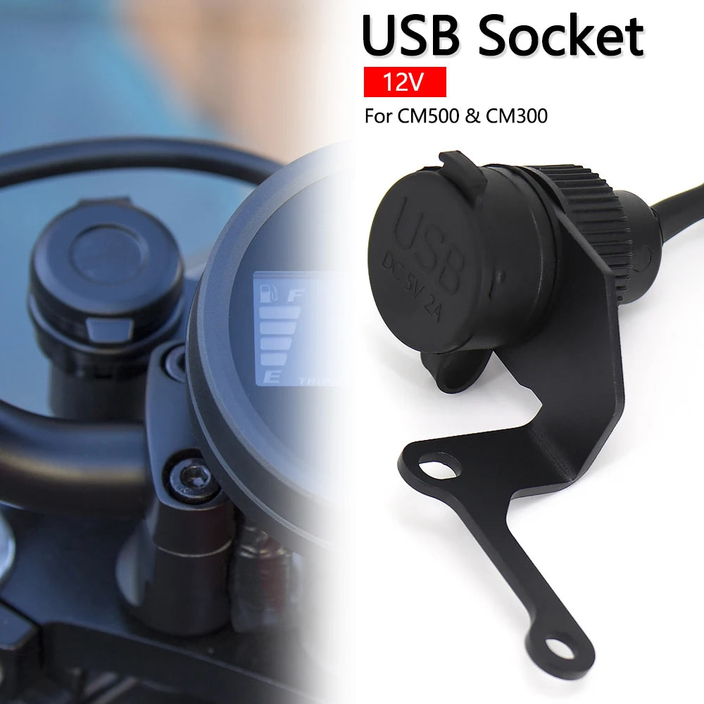 12V Waterproof Dual USB Motorcycle Charger – Fast-Charging Power Outlet for Honda Rebel CM300, CM500 & CM500S