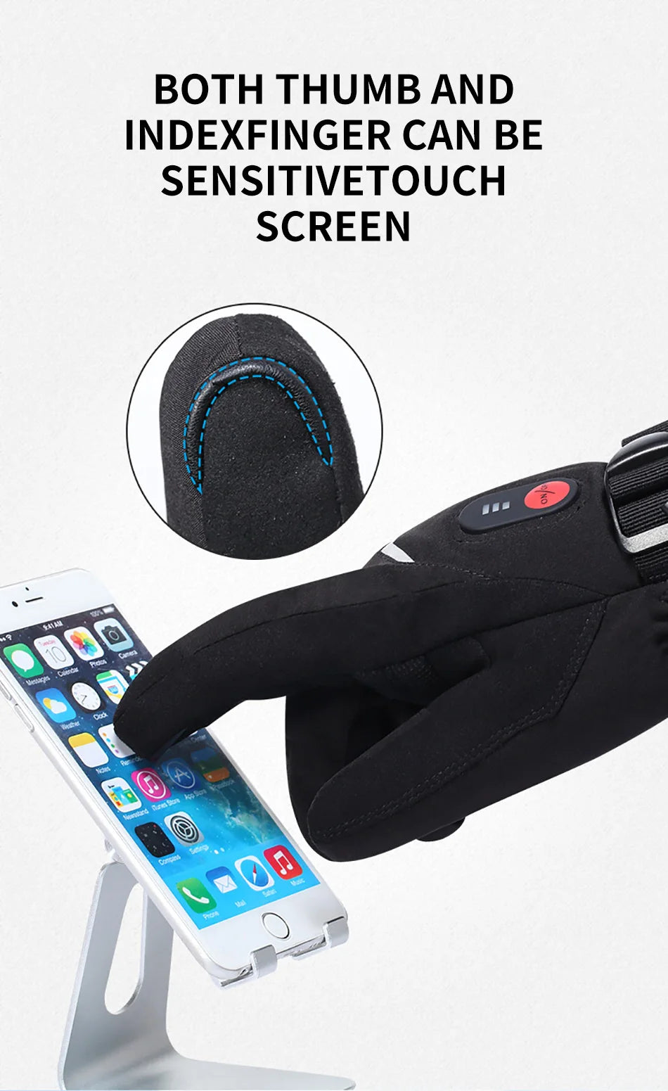 Savior Heat Battery Heated Motorcycle Gloves Goat Skin Leather 3 Shift Temperature Control Waterproof Electric Heated Gloves