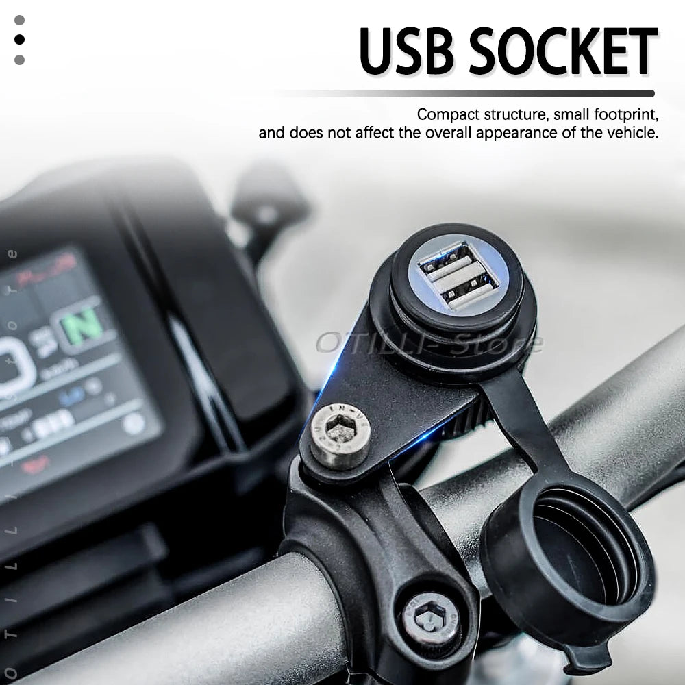 Dual USB Fast-Charging Motorcycle Socket – Phone & iPad Charger for Yamaha MT-09 2017–2023 & MT-07