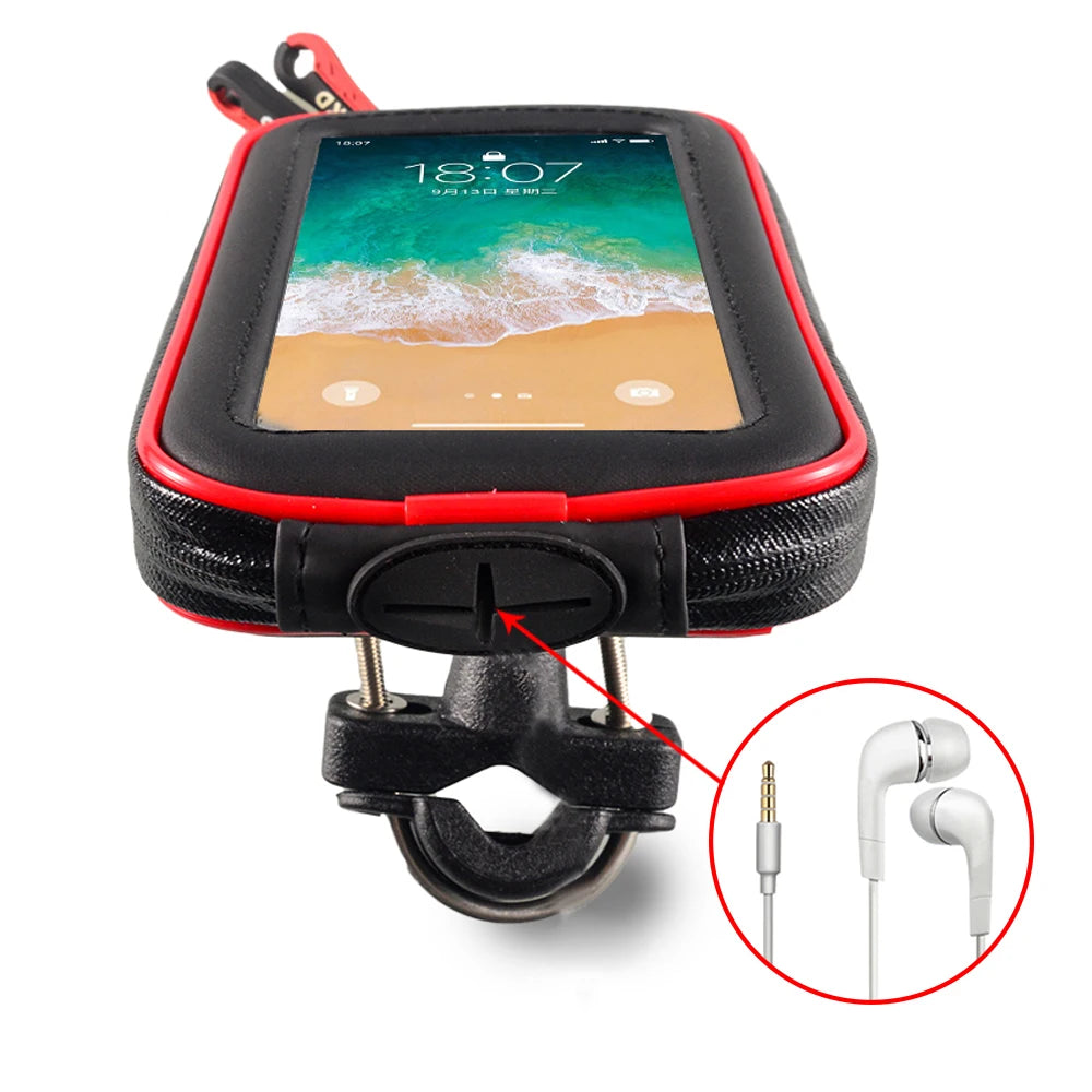 Waterproof Motorcycle GPS Phone Pouch – Adjustable Handlebar Mount Bag with Card Slots