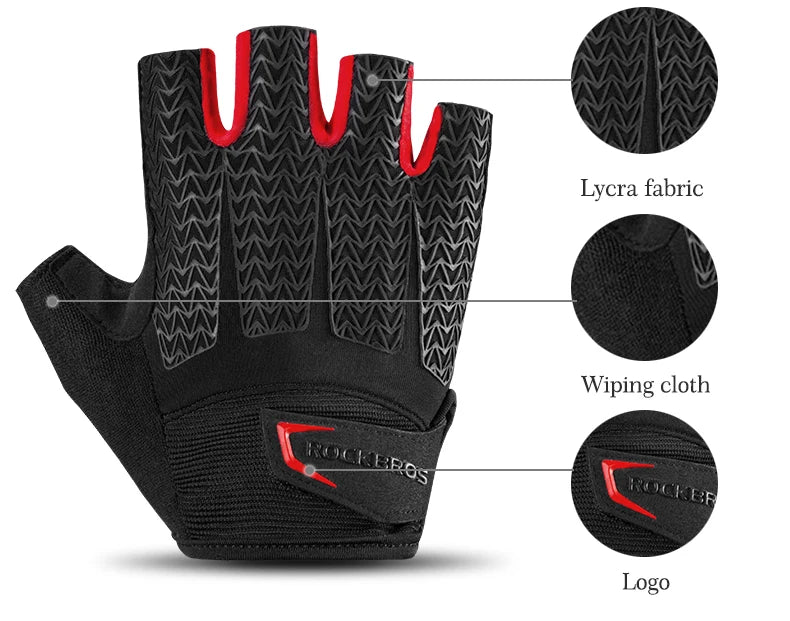 ROCKBROS Cycling Gloves Half Finger Men Women Anti Slip Gel Pad Breathable Motorcycle MTB Road Bike Gloves Sports Bicycle Gloves