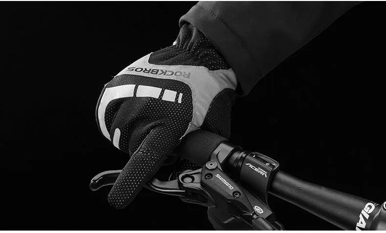 ROCKBROS Cycling Gloves Thermal Autumn Winter Gloves Windproof SBR Touch Screen Bike Gloves Full Finger Shockproof Sport Gloves