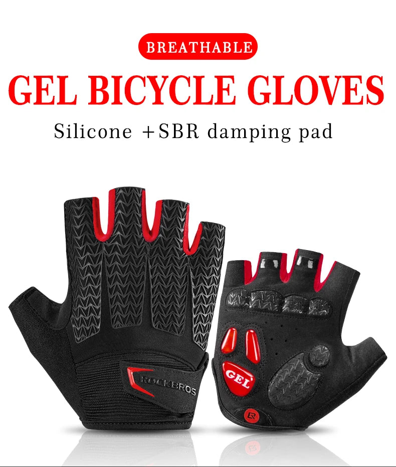 ROCKBROS Cycling Gloves Half Finger Men Women Anti Slip Gel Pad Breathable Motorcycle MTB Road Bike Gloves Sports Bicycle Gloves