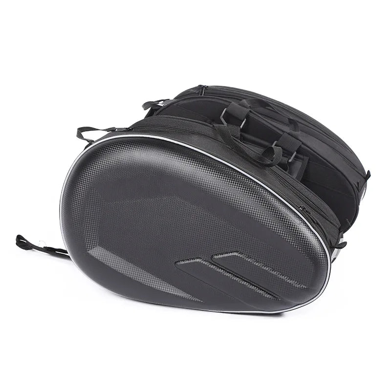 oezrefit 2PCS Universal Fit Motorcycle Pannier Bags Luggage Saddle Bags Side Storage Fork Travel Pouch Box Motorcycle Side Helmet Riding Waterproof 36L-58L with Rain Cover – Black