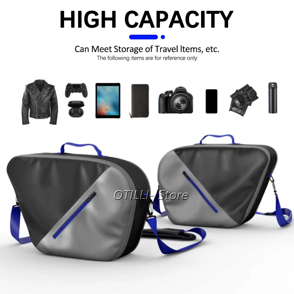 Otilli Yamaha Tracer 9 900 GT Motorcycle Luggage Bags Expandable Inner Bags Pannier Liner Tool Box Saddle Bag Suitcases Nylon – Blue / Red (1 Pair)