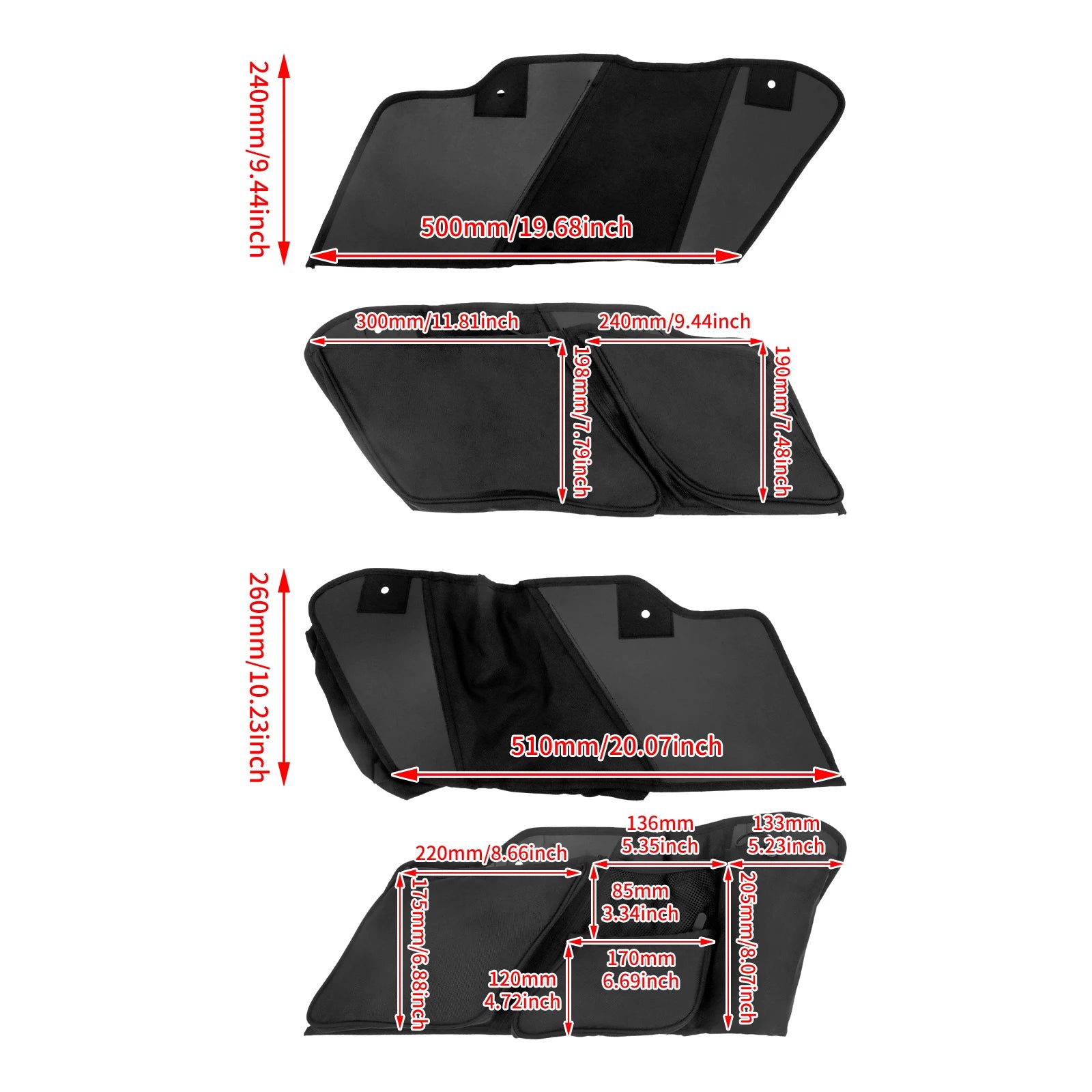 REWMTER Motorcycle Saddlebag Liners Wall Organizer Storage Zipper Tool Bag for Harley Touring Road Glide Street Glide Electra Glide Tri Glide FLHX 2014-2021 – Nylon Waterproof (1 Pair)