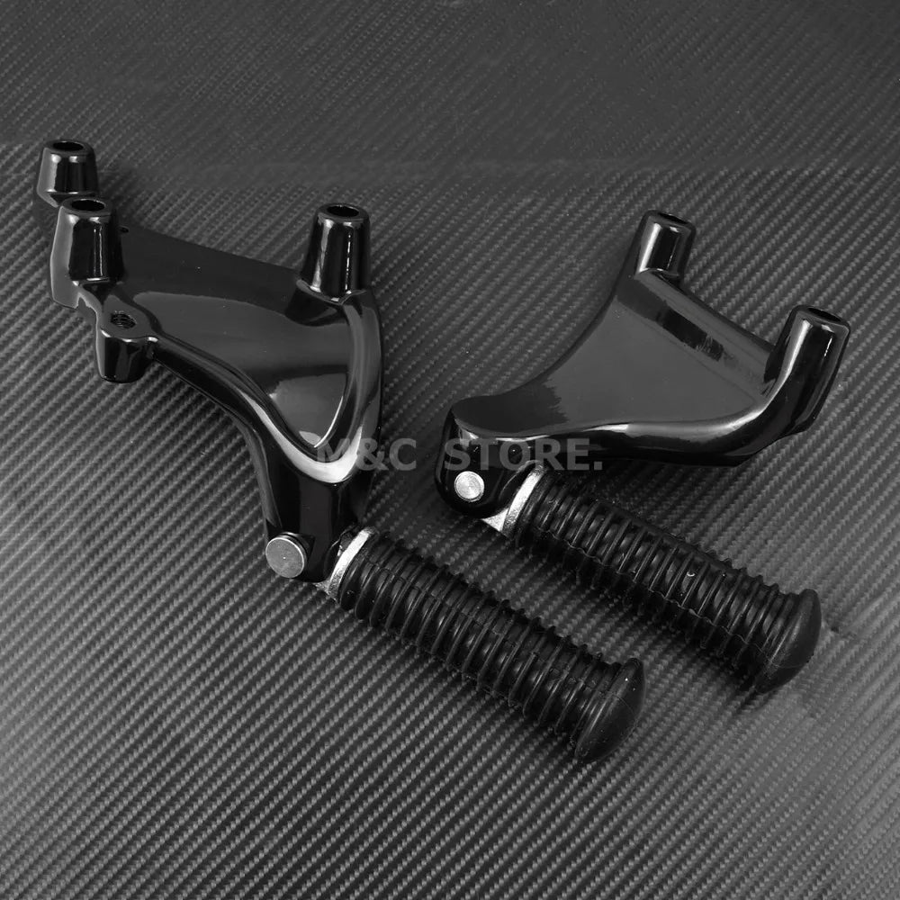 Harley Sportster Rear Passenger Foot Pegs + Mount – Iron 883 / 1200 / XL48 / XL72 / SuperLow – 2014–2020 – Black Aluminum – $62