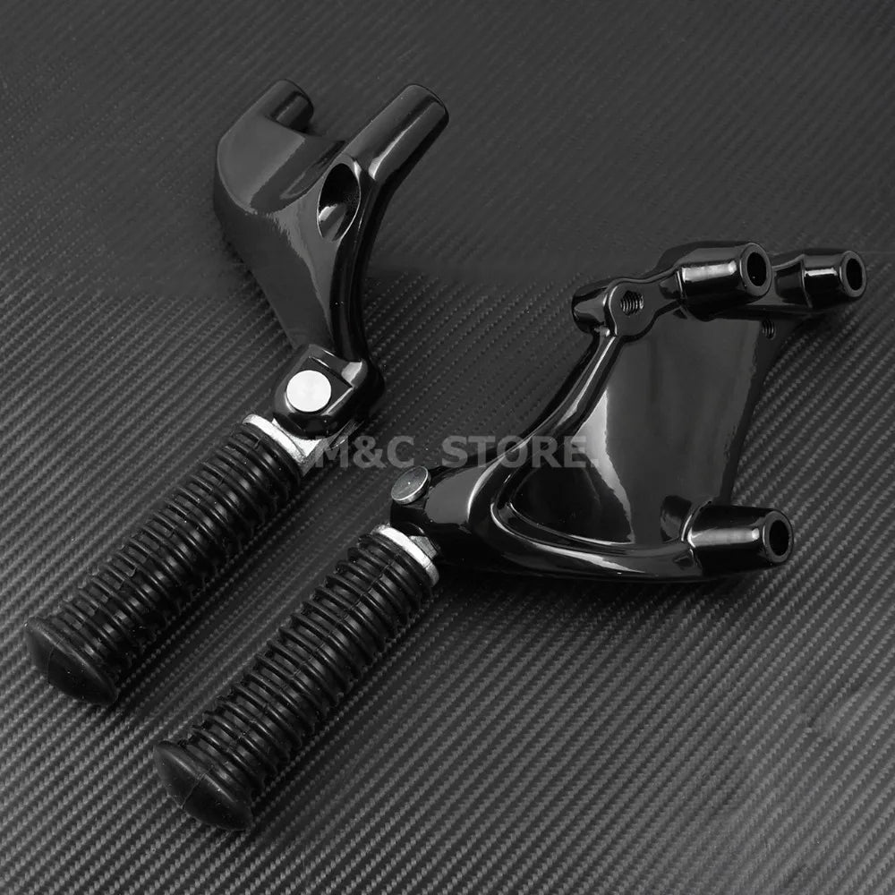 Harley Sportster Rear Passenger Foot Pegs + Mount – Iron 883 / 1200 / XL48 / XL72 / SuperLow – 2014–2020 – Black Aluminum – $62