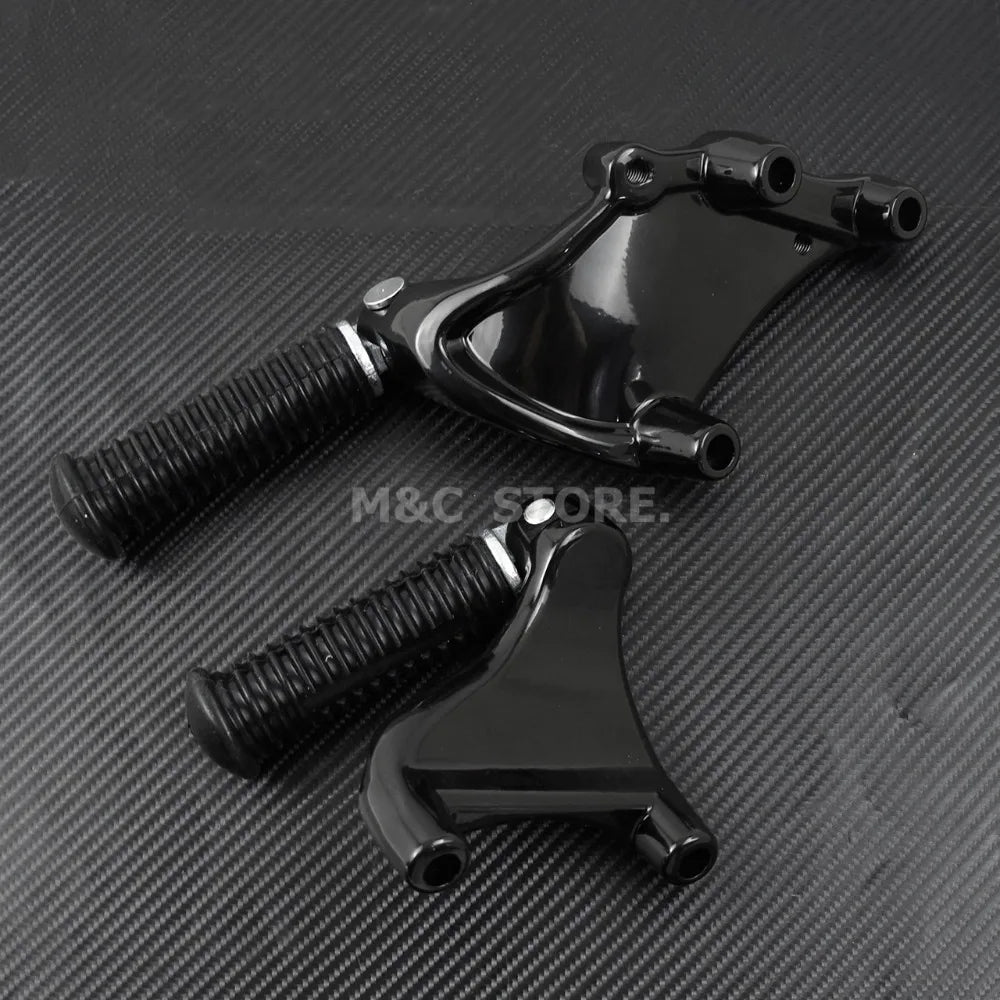 Harley Sportster Rear Passenger Foot Pegs + Mount – Iron 883 / 1200 / XL48 / XL72 / SuperLow – 2014–2020 – Black Aluminum – $62