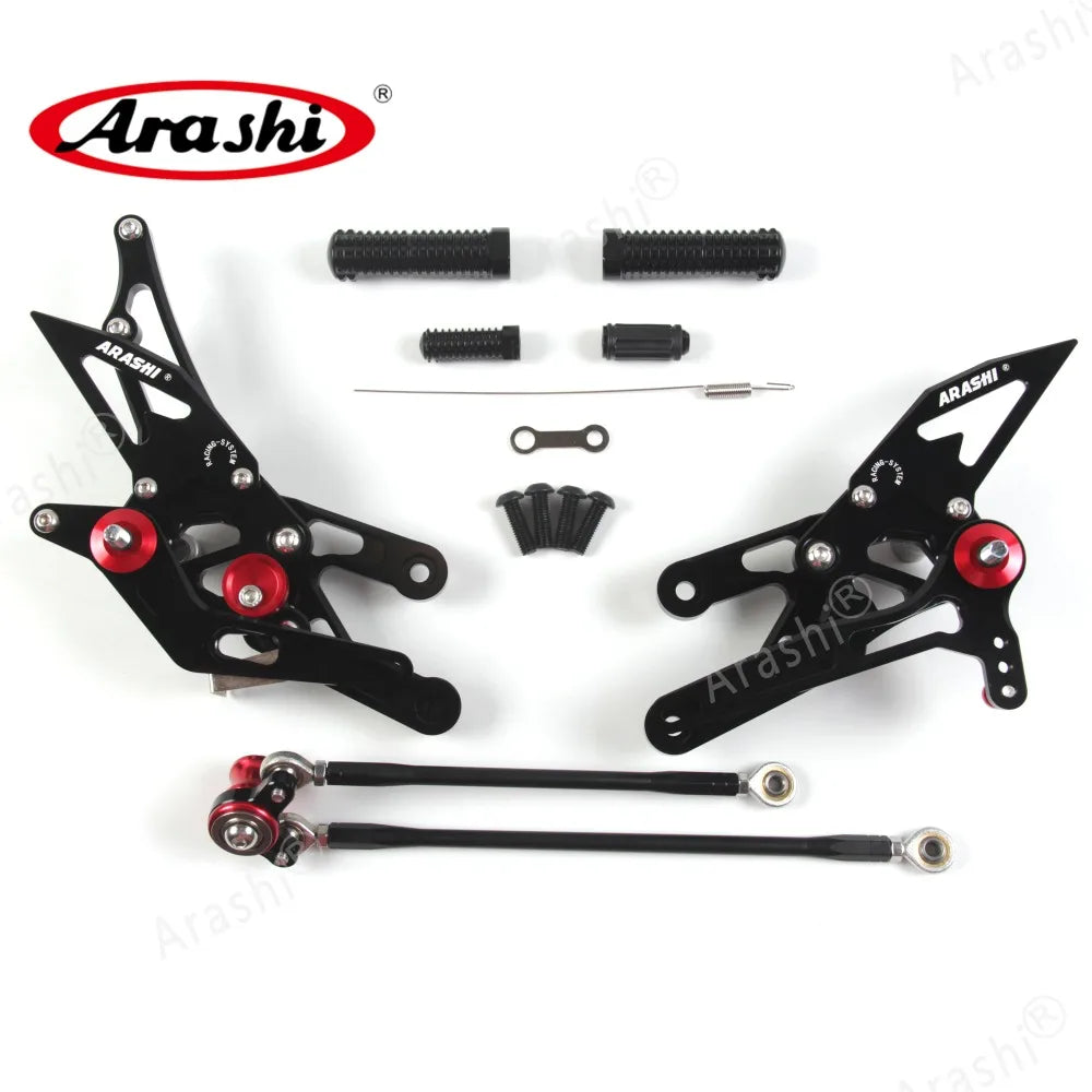 Honda CBR600RR 2003–2006 Arashi Adjustable Rear Set Foot Pegs – CNC 6061-T6 Aluminum – Black / Gold / Titanium Gray – Ships from USA – $234–$239