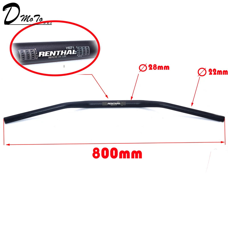 Black Renthal 1 1/8" Bar 28mm Handlebars Handle Bar For Motorcycle Motocross Pit Dirt Bike ATV   CRF YZF KLX RMZ EXC