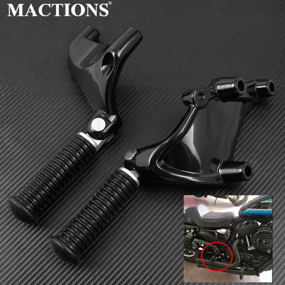 Harley Sportster Rear Passenger Foot Pegs + Mount – Iron 883 / 1200 / XL48 / XL72 / SuperLow – 2014–2020 – Black Aluminum – $62