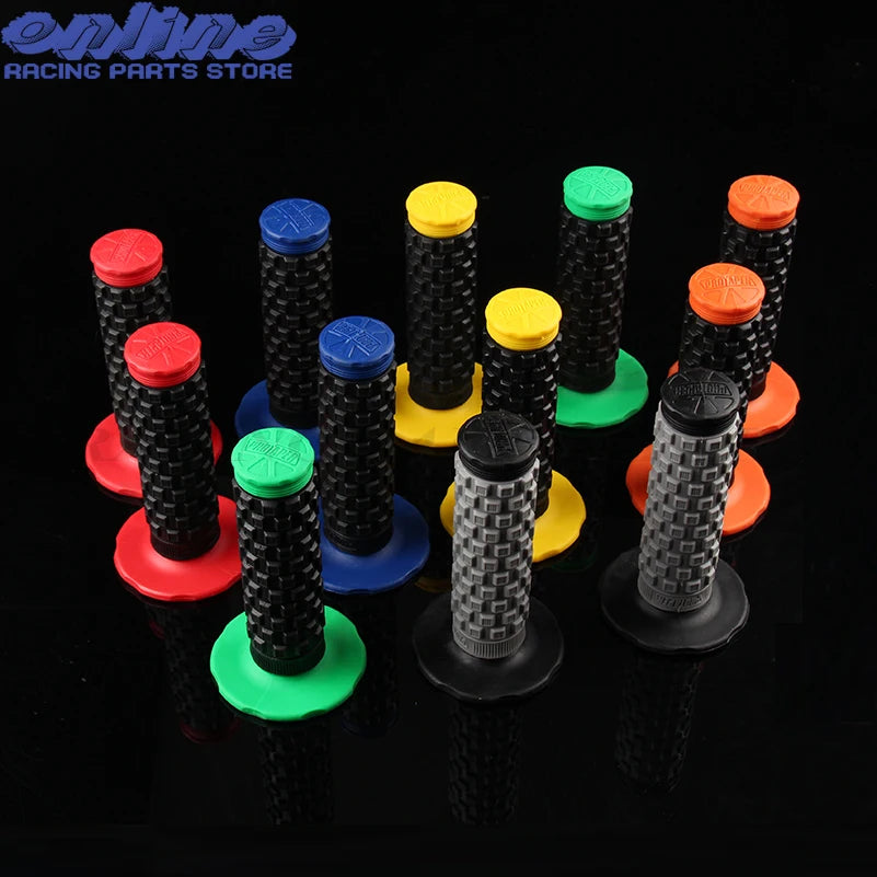 Pro Taper Motorcycle Handlebar Grips 7/8" 22mm 1-1/8" Double Color Rubber Tacky Gel Anti-Slip Universal Racing Grips for Dirt Bike ATV Motocross Scooter MTB – 6 Colors (1 Pair)