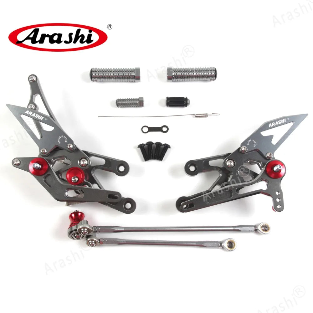 Honda CBR600RR 2003–2006 Arashi Adjustable Rear Set Foot Pegs – CNC 6061-T6 Aluminum – Black / Gold / Titanium Gray – Ships from USA – $234–$239