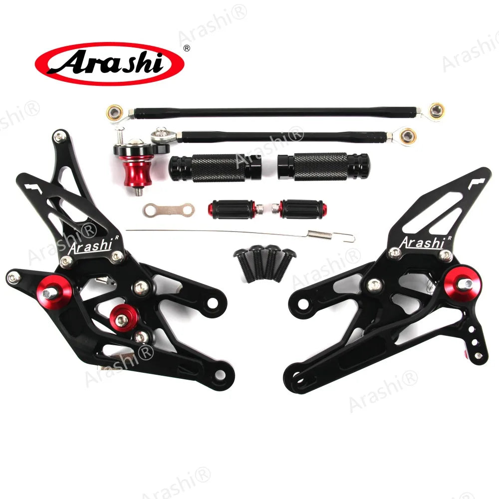 Honda CBR600RR 2003–2006 Arashi Adjustable Rear Set Foot Pegs – CNC 6061-T6 Aluminum – Black / Gold / Titanium Gray – Ships from USA – $234–$239